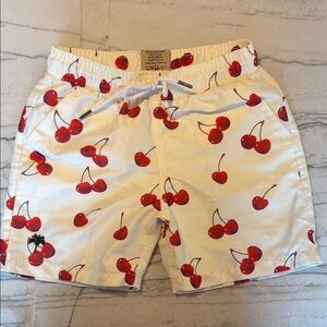 OAS Cream and Red Cherry Swim Shorts